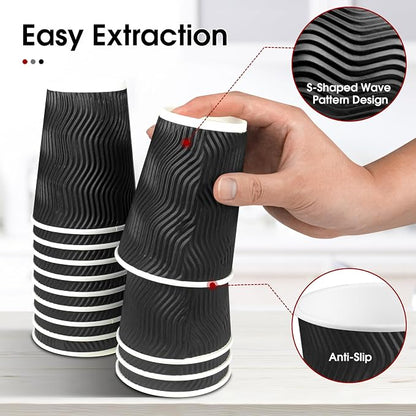 Ginkgo 100 Pack 12 oz Disposable Insulated Coffee Cups - Image 3