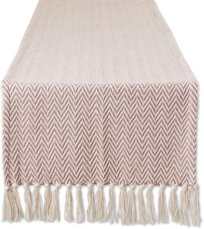 DII Woven Basic Tabletop Collection Chevron Table Runner, Pale Mauve by DII