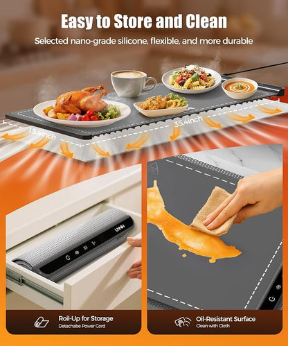 Warming Mat for Food, 36x15 Inch, Dark Grey, Fast Heat, Child Lock | Includes - Image 5