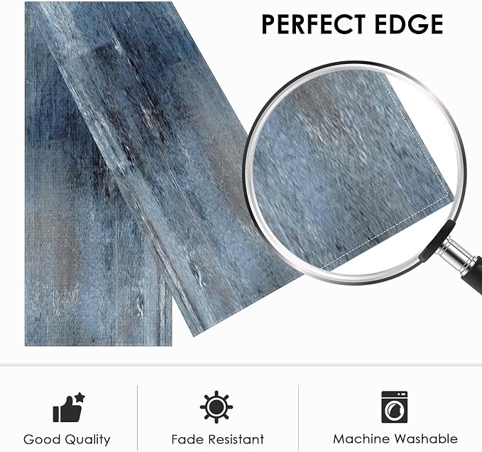 Emvency Table Runner, 13x72 Inch, Farmhouse Abstract Denim | Blue Art Painting - Image 2