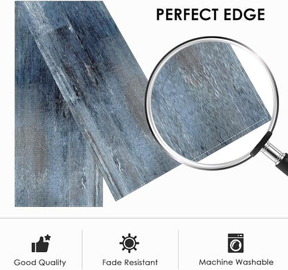 Emvency Table Runner, 13x72 Inch, Farmhouse Abstract Denim | Blue Art Painting - Image 2