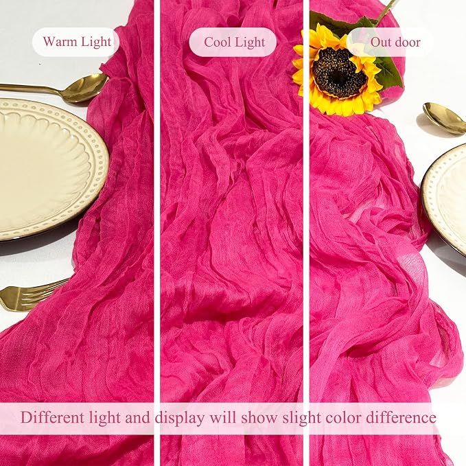 6Pack Hot Pink Cheesecloth Table Runner 17x108inch Hot Pink Table Runner | Boho - Image 5