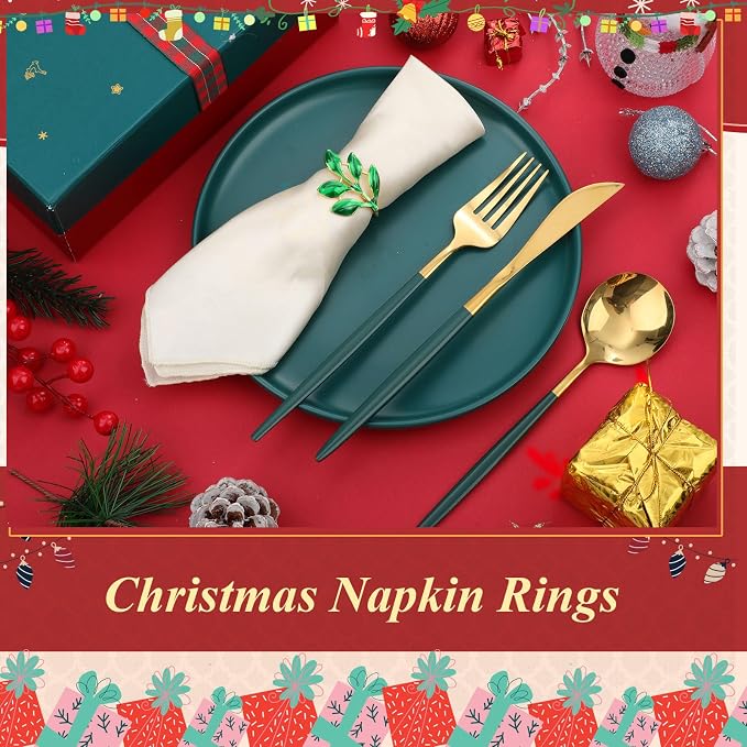 WILLBOND Leaf Napkin Rings Holders Fall Party Napkin Rings - Image 2