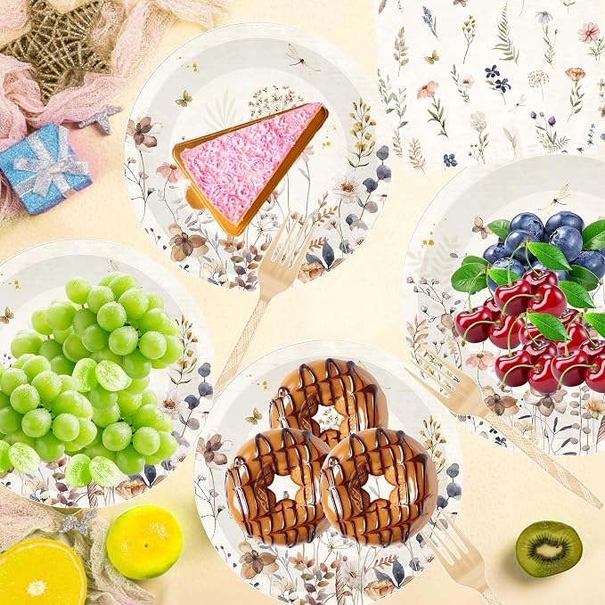 96 Pcs Wildflower Party Decorations, Floral Tableware Set | Serves 24 guests - Image 5