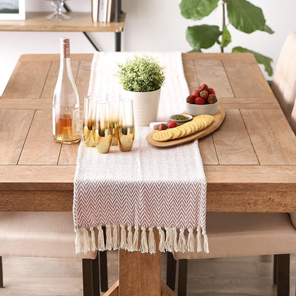 DII Woven Basic Tabletop Collection Chevron Table Runner, Pale Mauve - Image 2