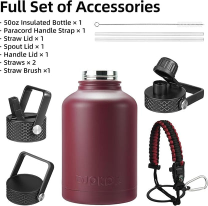 BJPKPK 50oz Large Insulated Water Bottle, Stainless Steel Water Jug | - Image 3