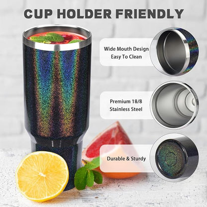 40 oz Tumbler with Lids and Straws, Stainless Steel Insulated Coffee Tumbler - Image 3