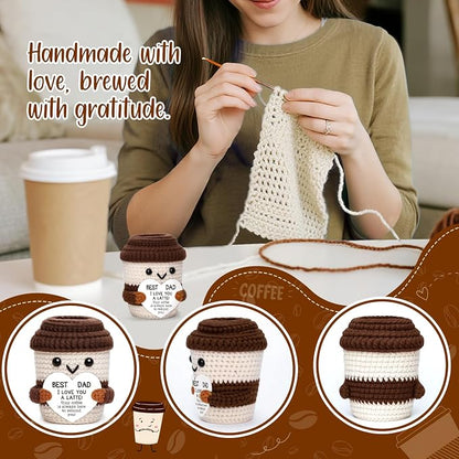 Positive Crochet Coffee Cup Dad Gift - Image 3