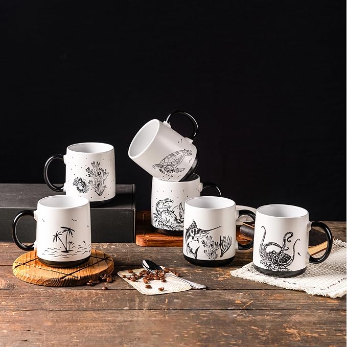AmorArc Large Coffee Mugs Set of 6, 18oz Ceramic Coffee Cups - Image 6
