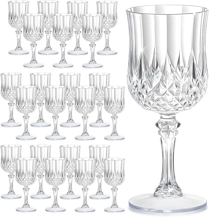 7OZ Plastic Wine Glasses, Reusable Vintage Goblets Unbreakable Drinking Glasses by Unknown
