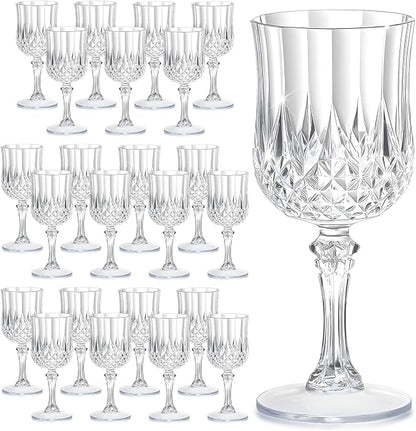 7OZ Plastic Wine Glasses, Reusable Vintage Goblets Unbreakable Drinking Glasses by Unknown