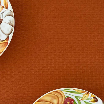 maxmill Fall Tablecloth Stain Resistant Waterproof Wrinkle Resistant Spillproof Washable Soft Weave Texture Table Cloth for Dining Room, Harvest Thanksgiving Dinner, Rectangle 60 x 140 Inch, Rust