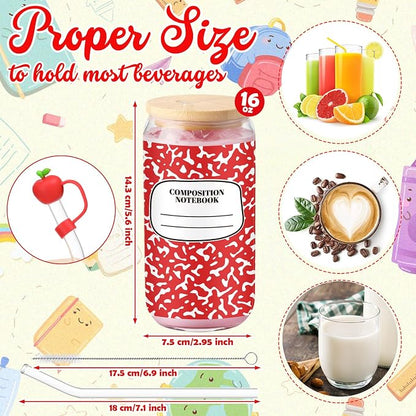 Sliner 8 Pcs Teacher Glass Cups Back to School Gifts Tumbler - Image 4