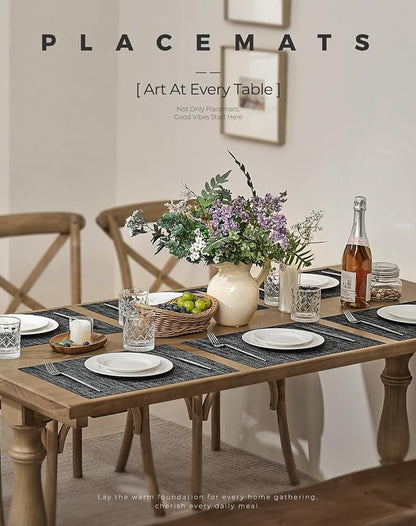 Leetaltree Black and Grey Woven Placemats Set of 24 - Image 2