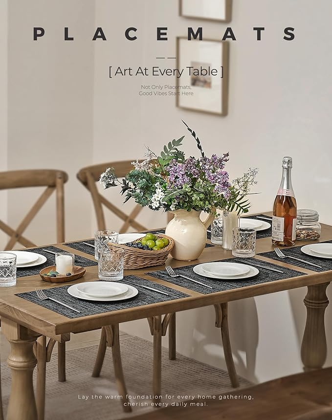 Leetaltree Black and Grey Woven Placemats Set of 4 - Image 2