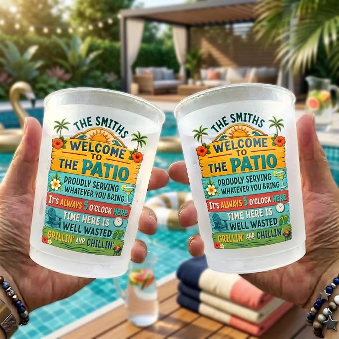 Personalized Patio Party Cups, Reusable Plastic Cups | Summer Vacation And - Image 2
