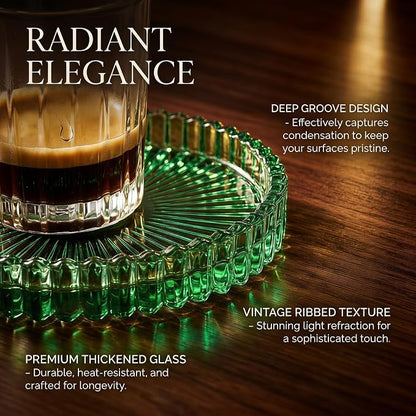 2 Pcs Drink Coasters, Modern Clear Glass Coaster Set, Crystal Coasters Round - Image 4