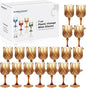 XUWAIDSGN 7oz Plastic Vintage Wine Glasses Drinking Glasses Unbreakable Wedding Glassware Crystal Water Goblets Reusable Drinkware Vintage Champagne Flutes (24, Brown)