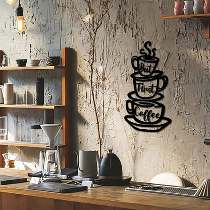 Oubasa Metal Pour Coffee Cup Wall Decor, Minimalist Cafe Themed - Image 2
