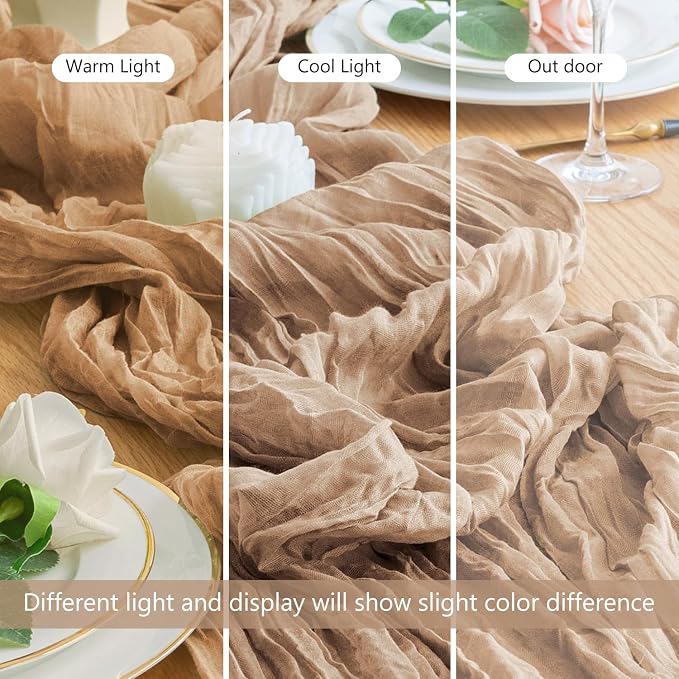 Cheesecloth Table Runner Nude Brown 10FT Boho Gauze, 4 Pack | 120 Inch Cheese - Image 8
