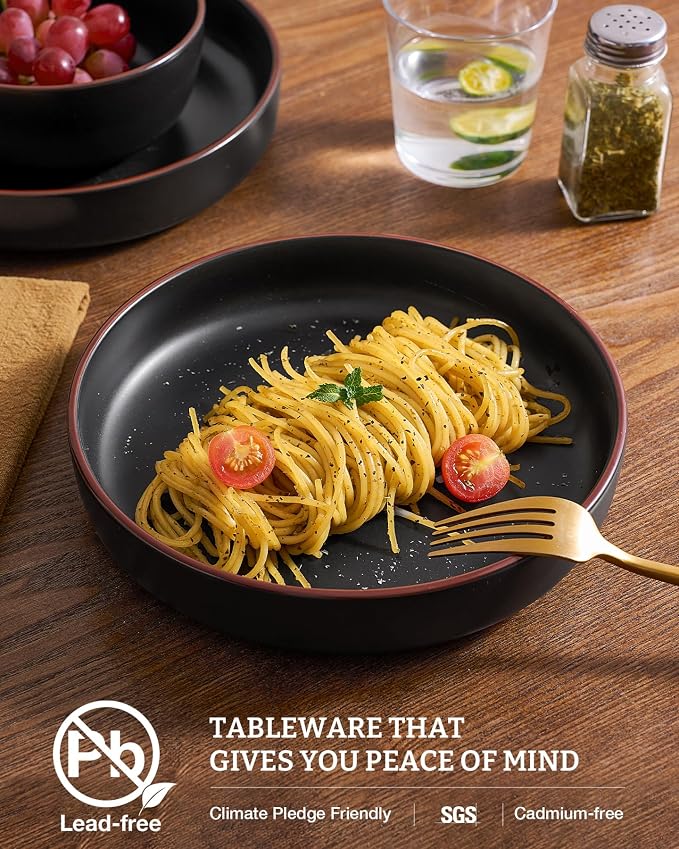 famiware Mercury Pasta Bowls Set of 6, 33 oz Large Salad Bowls, Lead-free and - Image 2