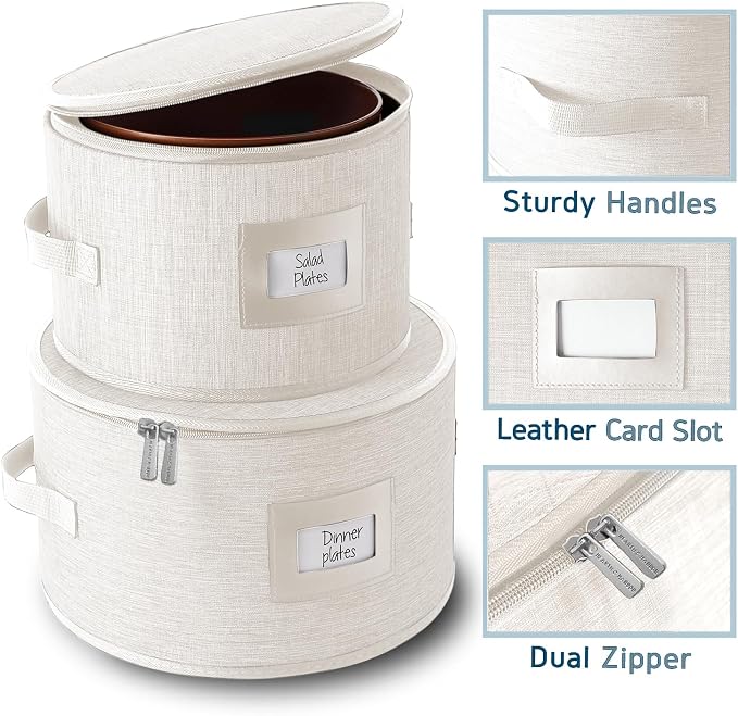 Fine China Storage Containers, 5 Piece Quilted Dish Storage Containers - Image 4