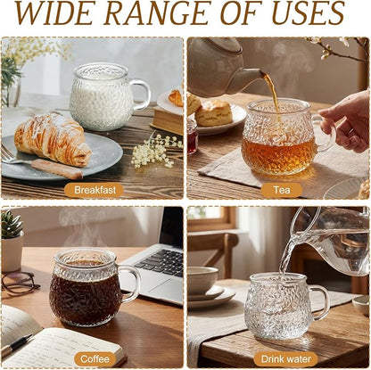 12 Pack Glass Coffee Mugs with Handles, 12 Ounces Glass Breakfast Mugs Bulk - Image 3