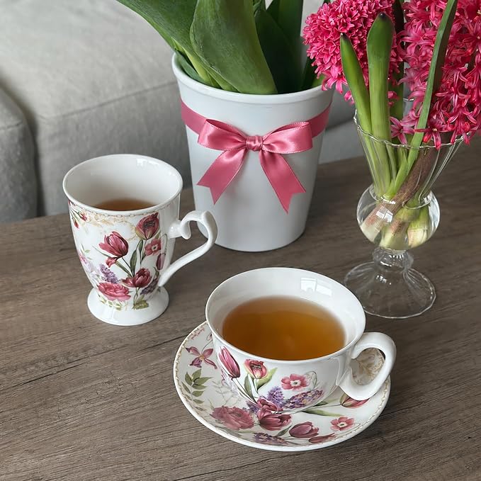 STP GOODS Bone China Tea/Coffee Cup and Saucer in Gift Box Fine Bone China - Image 7