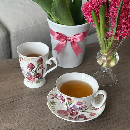 STP GOODS Bone China Tea/Coffee Cup and Saucer in Gift Box Fine Bone China - Image 7