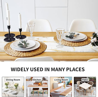 White Gold Table Runner Marble Linen Table Runners, Long Coffee Dresser Runners - Image 3