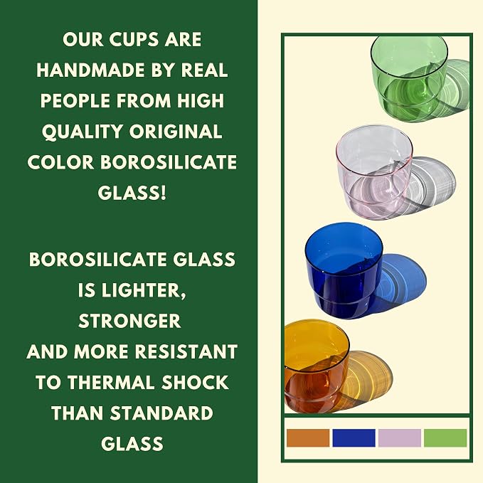 Set of 4 Colored Glass Cups - Image 8