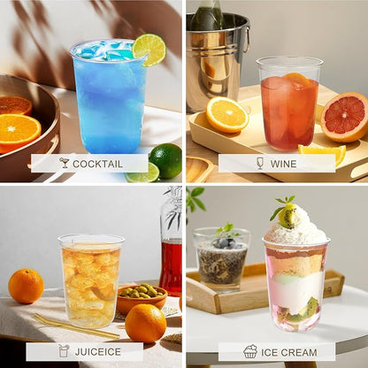 KesaPlan 50 Pcs 16oz Plastic Clear Cups, Disposable Wine Cocktail Glasses | - Image 5
