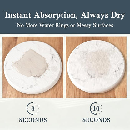Stone Coasters for Drinks, Quick Absorbent Diatomaceous Earth Coaster - Image 4