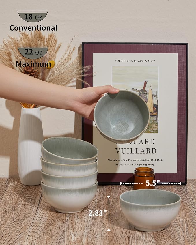 Cereal Bowl, 22 Oz Soup Bowls Set of 6 - Image 2