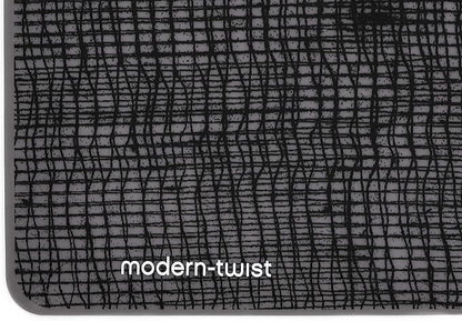 modern-twist 14"X16" Rectangular Silicone Placemat, BPA, PVC-Free Table Mat, Dishwasher Safe, Linen Print in Black, Pack of 1