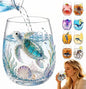 Green Sea Turtle Artisanal Glass, 3D Marine Animal Wine Tumbler | Unique Ocean by Unknown