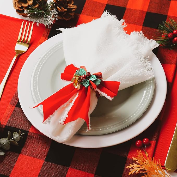 wonlex Christmas Napkin Rings Set of 6, Butterfly Handmade Napkin Ring Table - Image 6