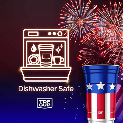 Top Cup Americana Cup | 20 oz Reusable Aluminum Party Cups 20 Count | Durable - Image 4