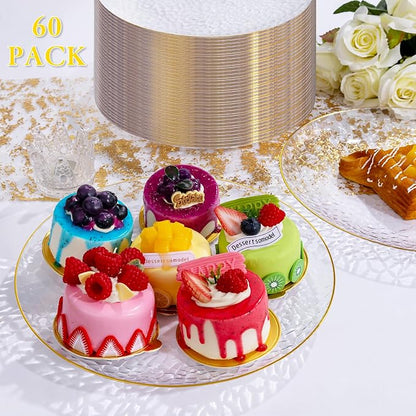 Rubtlamp 60 Pcs Gold Plastic Plates, 10 inch Clear Gold Dinner Plates, Hammer - Image 6