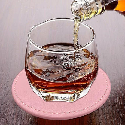 Coasters Set of 6 Soft Leather Drink Coaster Round Coaster - Image 9