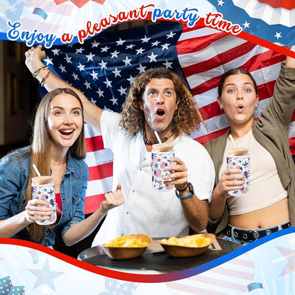 Sliner 2 Pcs Patriotic Glass Cups 4th of July Gifts Tumbler - Image 3