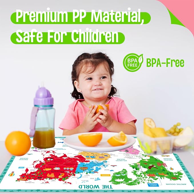 4 Pack Double-Sided Placemats, Washable & Reusable Table Mats -Math, Periodic - Image 3