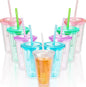 9 Set 16 oz Insulated Plastic Tumbler Double Wall Plastic Cup by Unknown