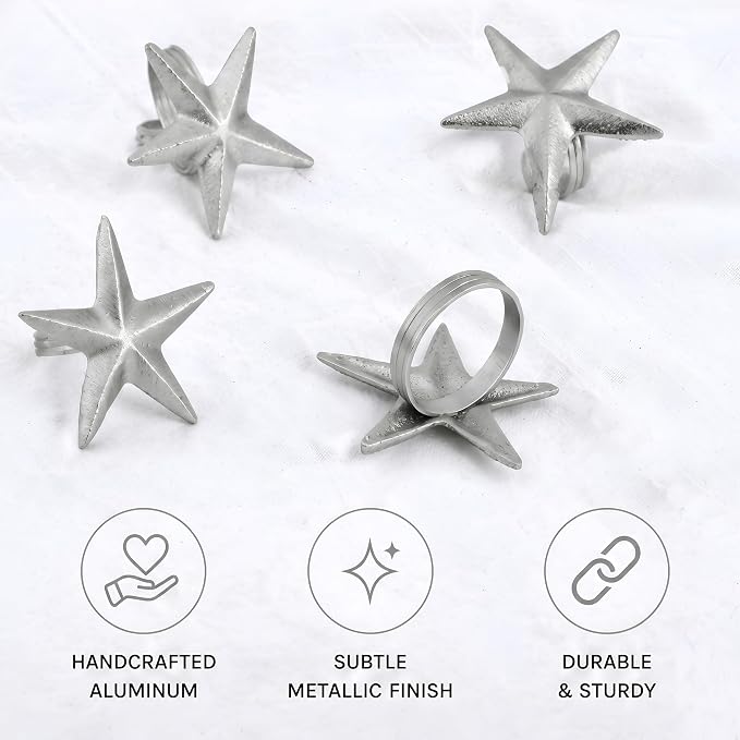 Star Napkin Rings, Durable Aluminum Napkin Holder - Image 3