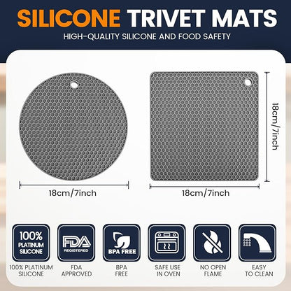 Silicone Trivet Mats 4 Heat Resistant Pot Holders Multipurpose Non-Slip Hot Pads - Image 2