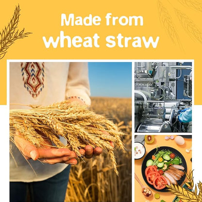 Teivio 32-Piece Kitchen Plastic Wheat Straw Dinnerware Set, Service - Image 5