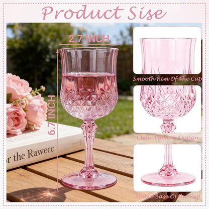 100Pack Plastic Wine Glasses, 7oz Vintage Goblets - Image 3