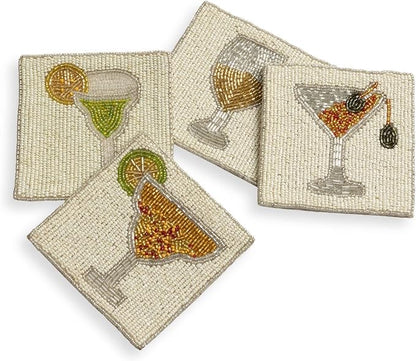 Folkulture Coasters Set of 4 for Drink, Coffee Bar Accessories, Table Décor | by FOLKULTURE