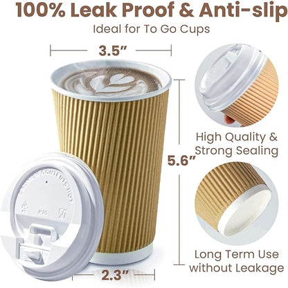 Fit Meal Prep 50 Pack 16 oz Insulated Ripple Triple Wall Paper Coffee Cups - Image 2