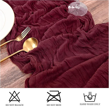 15 Pack Burgundy Table Runners 17 x 108inch Cheesecloth Table Runner Boho Gauze - Image 3